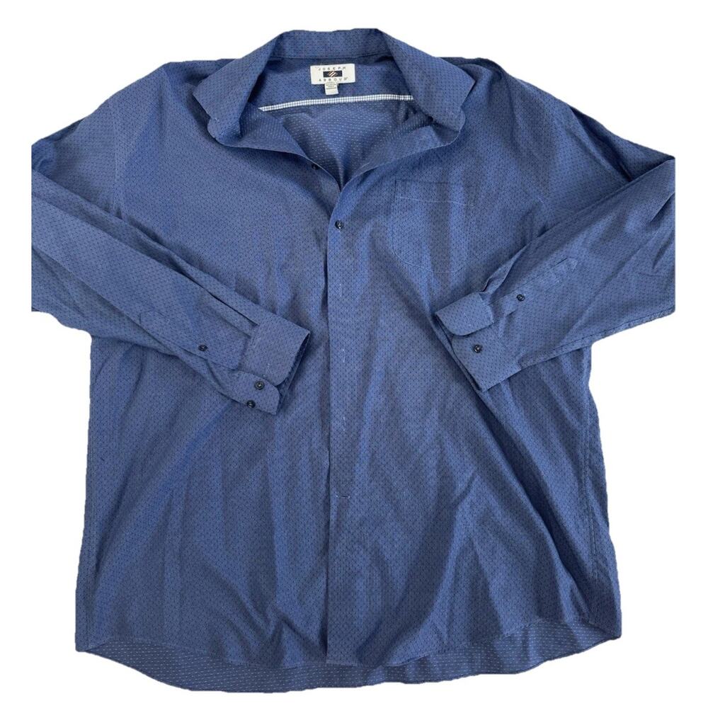 Joseph Abboud Non-Iron 100% Cotton Geometric Dress Shirt Blue 19 36/37